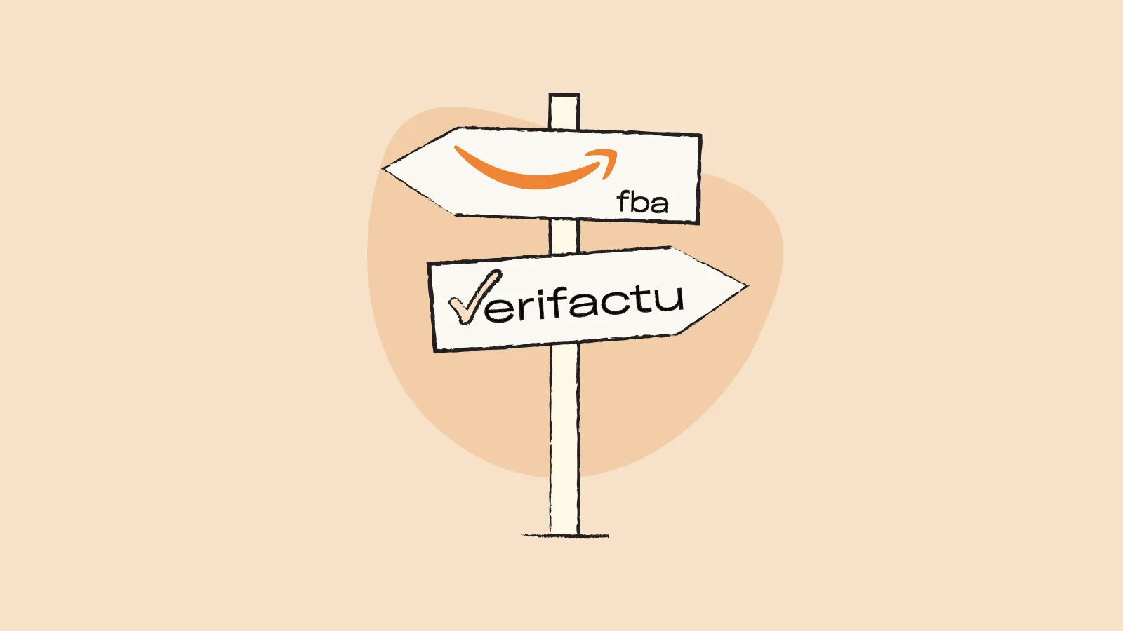 Road sign guiding to Amazon FBA and Verifactu
