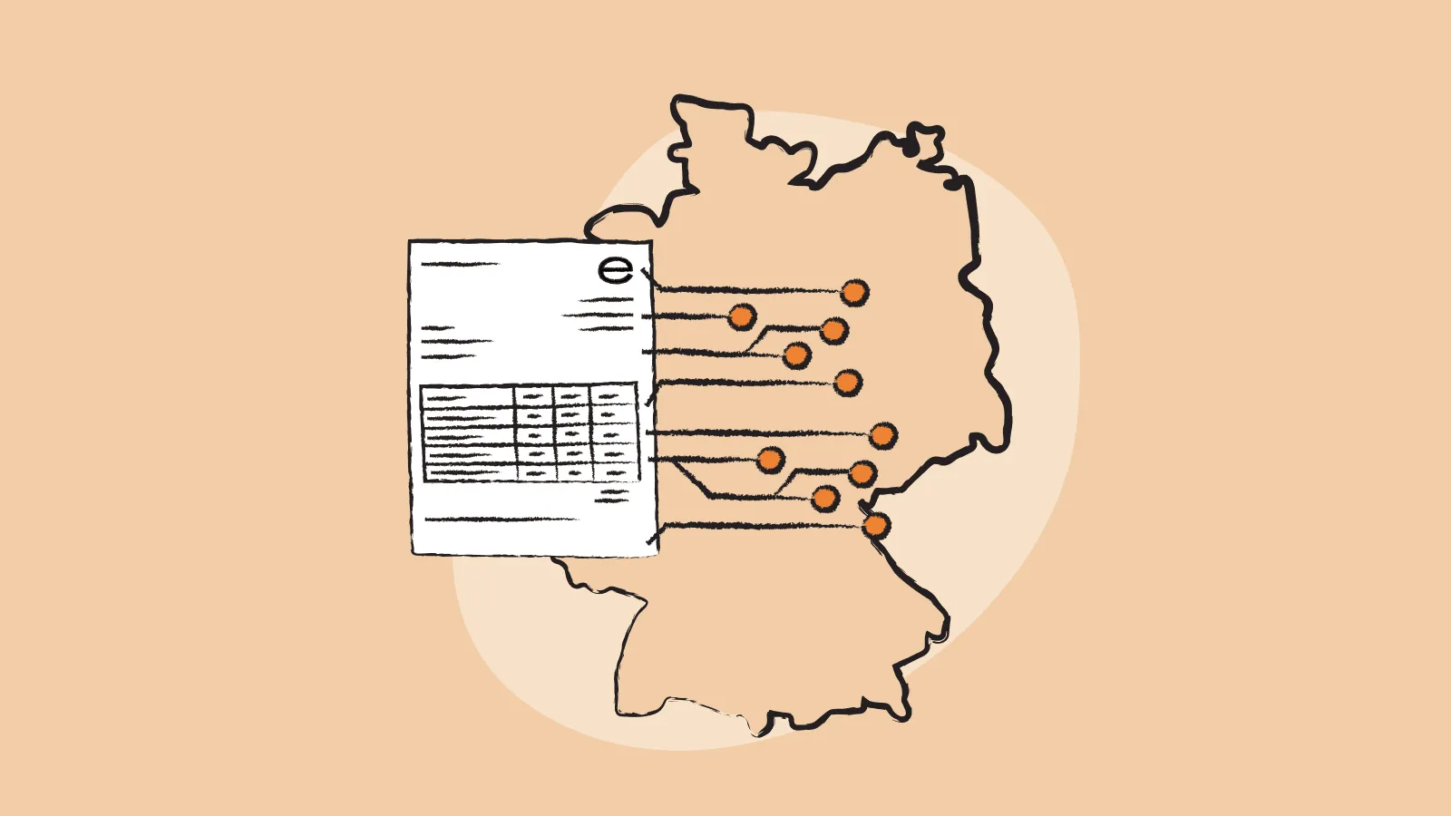 Illustration of Germany with e-invoicing