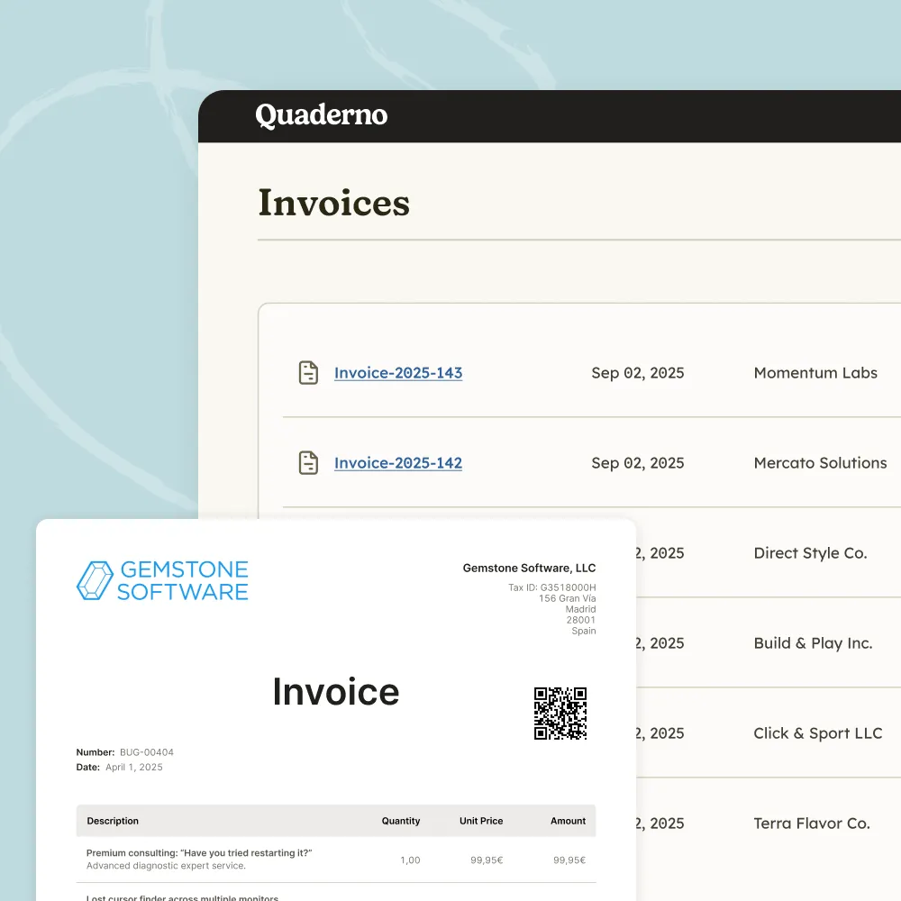 Quaderno invoice interface