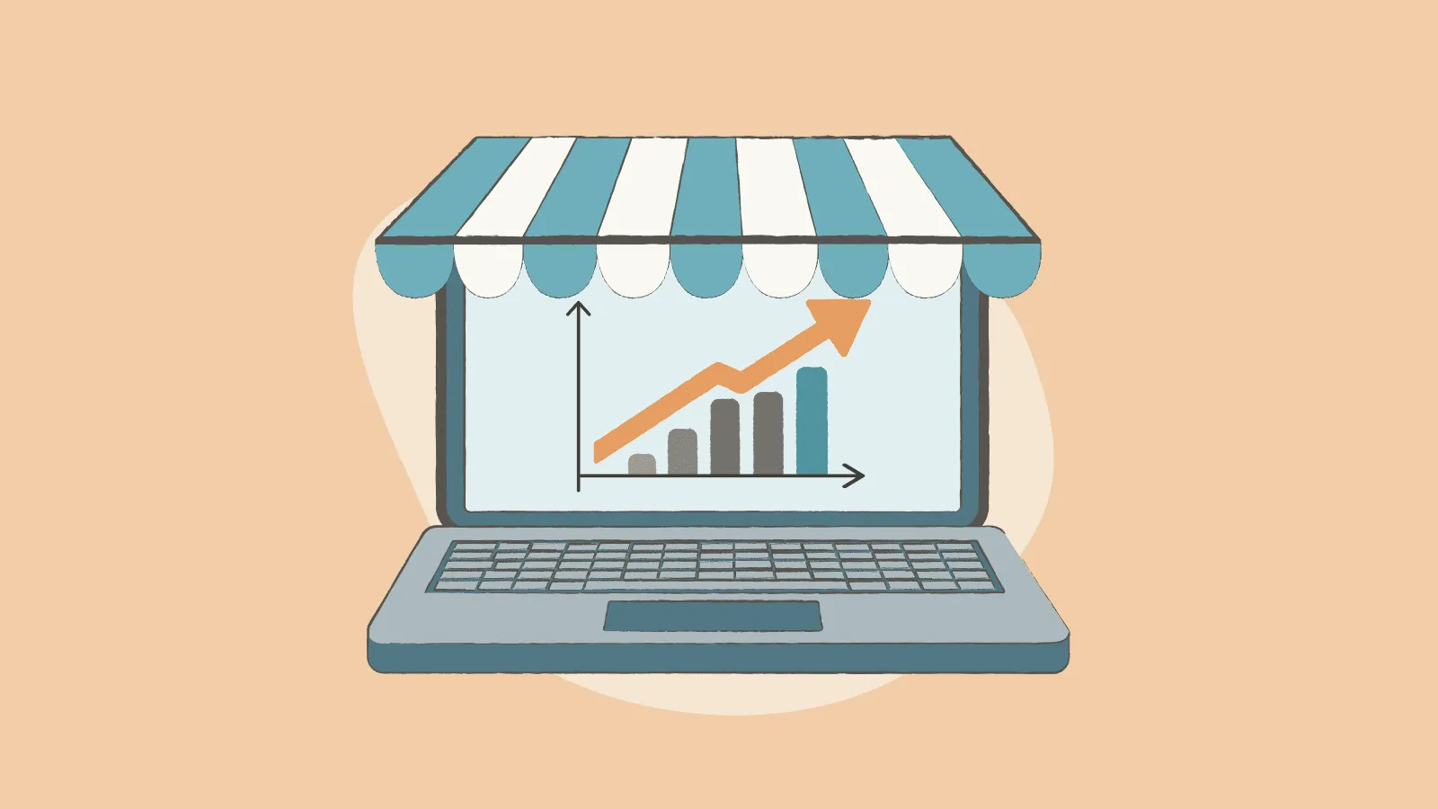 Illustration of a laptop with an awning