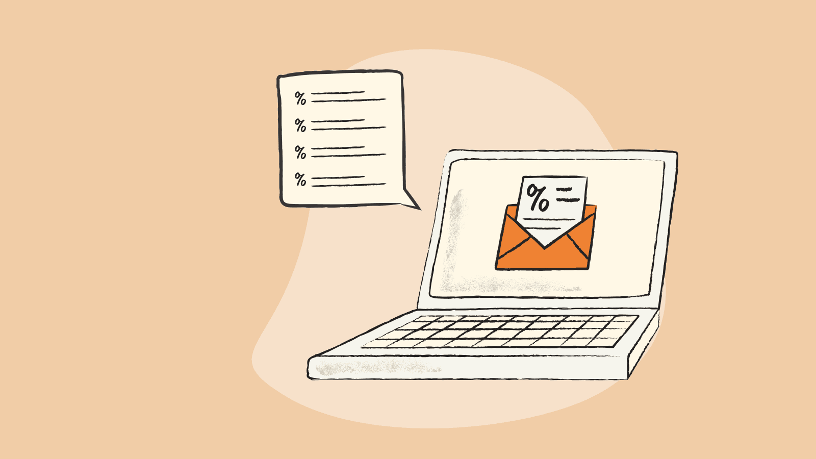 Illustration of a laptop showing a VAT return with numbered boxes for sales and purchases