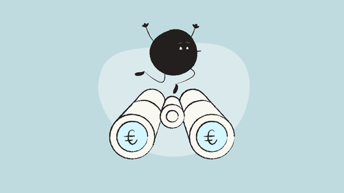 Qoodle with binoculars