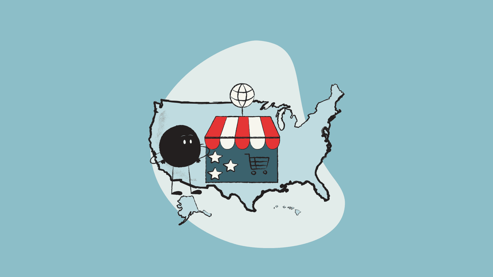 Illustration of Qoodle handling ecommerce sales tax for a US online store