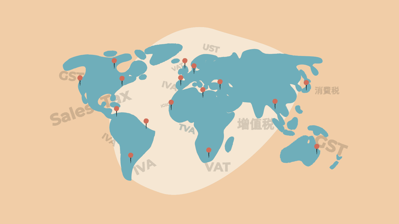 Illustration of a worldmap with different jurisdictions marked