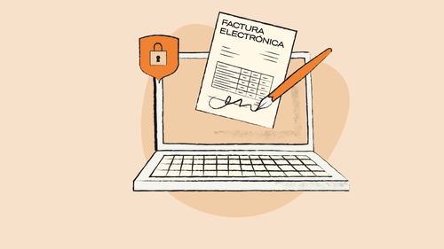 Illustration of a laptop with an e-invoice